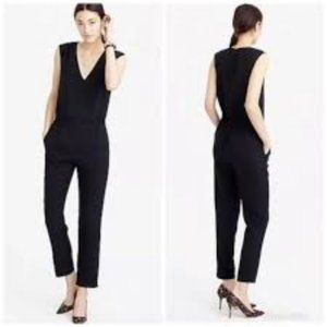 J. Crew Black Drapey Oxford Crepe V-neck Jumpsuit